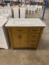 Bellington 36 in. W x 22 in. D x 34.5 in. H Bath Vanity in Almond Toffee with Epoxied White Engineered Stone Top