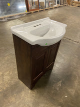 Chelsea 26 in. W x 18 in. D x 36 in. H Single Sink Floating Bath Vanity in Cognac with White Porcelain Top