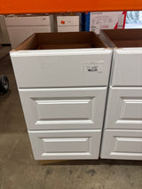 Hampton 18 in. W x 21 in. D x 34.5 in. H Satin White Assembled Bath 3-Drawer Base Cabinet