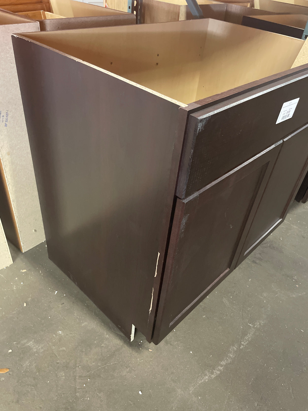 Shaker Java Stock Assembled Sink Base Kitchen Cabinet (36 in. x 34.5 in. x 24 in.)