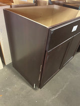 Shaker Java Stock Assembled Sink Base Kitchen Cabinet (36 in. x 34.5 in. x 24 in.)