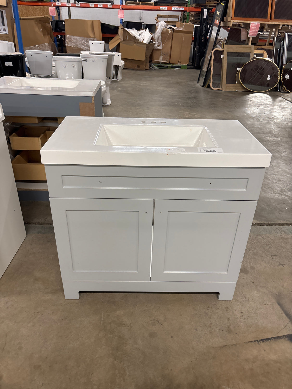 Everdean 37 in. W x 19 in. D x 34 in. H Single Sink Bath Vanity in Pearl Gray with White Cultured Marble Top