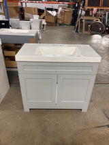 Everdean 37 in. W x 19 in. D x 34 in. H Single Sink Bath Vanity in Pearl Gray with White Cultured Marble Top