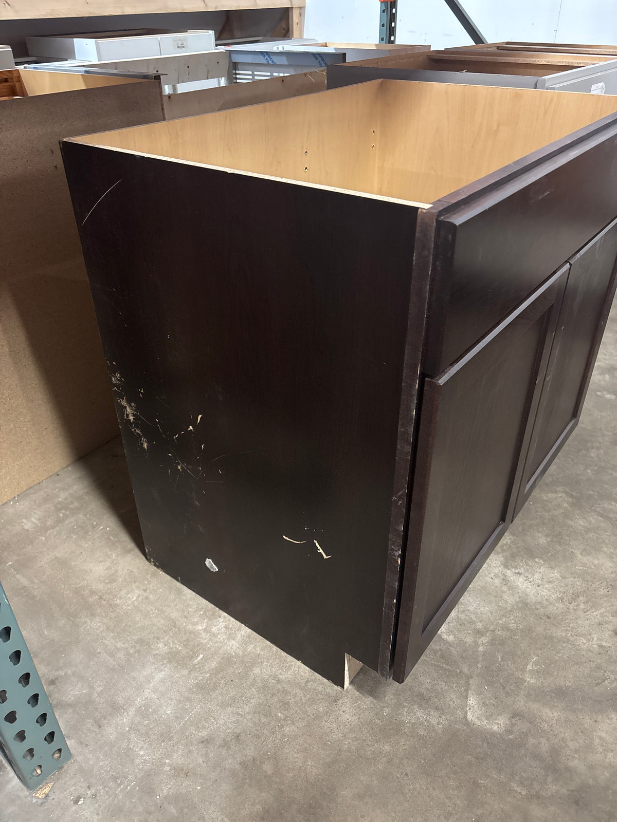 Shaker Java Stock Assembled Sink Base Kitchen Cabinet (36 in. x 34.5 in. x 24 in.)