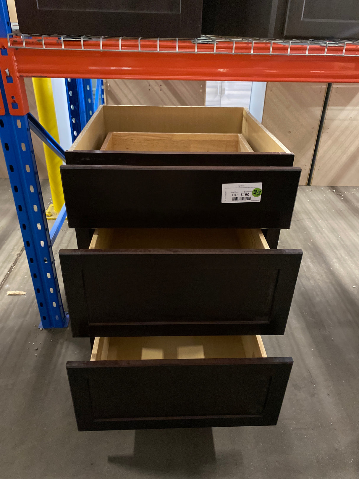 Shaker 24 in. W x 24 in. D x 34.5 in. H Assembled Drawer Base Kitchen Cabinet in Java with Ball-Bearing Glides