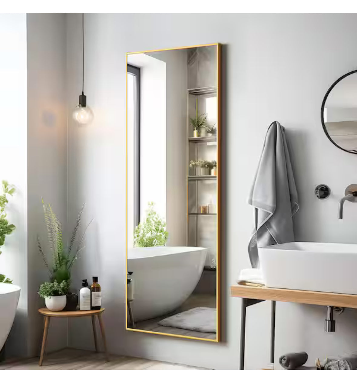 22 in. W x 47 in. H Rectangle Aluminum Alloy Gold Framed Wall Mirror