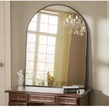 30 in. W x 40 in. H Modern Arched Black Aluminum Alloy Framed Wall Mirror