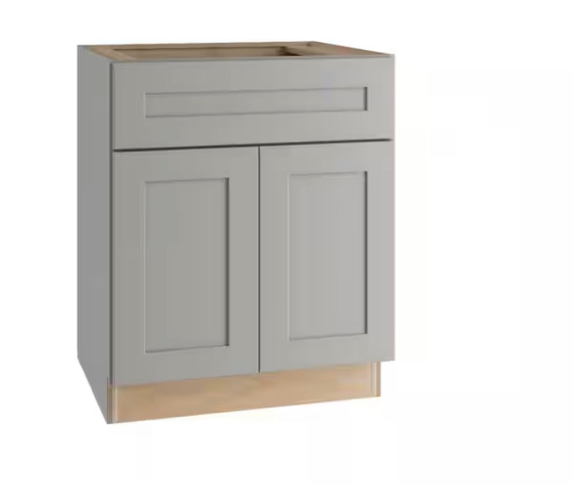 24 in. W x 21 in. D x 24.5 in. H Ready to Assemble Plywood Shaker Base Kitchen Cabinet in Dove Gray