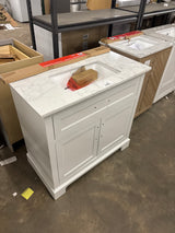 Doveton 36 in. W x 19 in. D x 34.5 in. H Single Sink Bath Vanity in White with White Engineered Stone Top