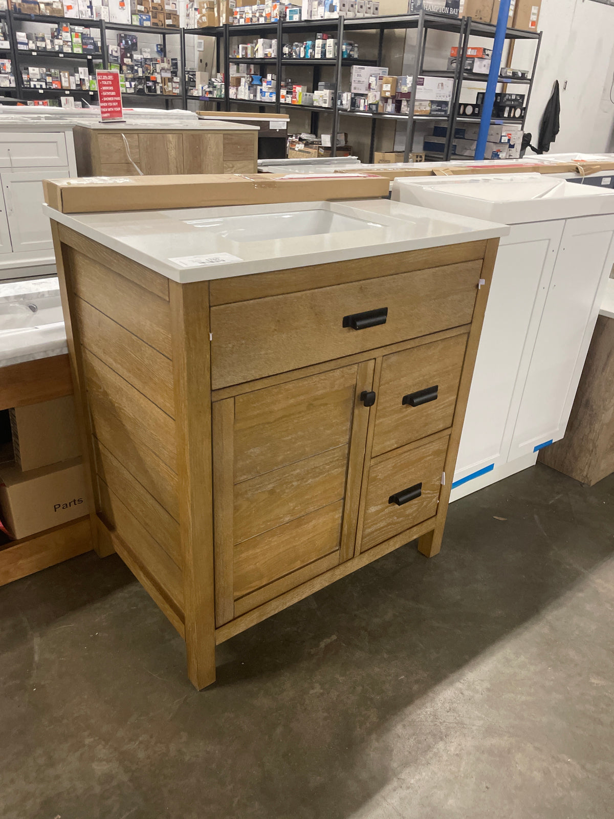 Stanhope 31 in. W x 22 in. D Vanity in Reclaimed Oak with Engineered Stone Vanity Top in Crystal White with White Sink