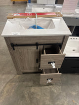 Brindley 30 in. Single Sink Freestanding Weathered Gray Bath Vanity with White Engineered Stone Top (Assembled)