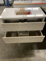 Camley 36 in. Single Sink Sandstorm Bath Vanity with White Engineered Stone Top (Assembled)