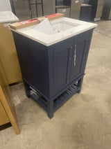 Tupelo 24 in. W x 19 in. D x 34 in. H Single Sink Bath Vanity in Midnight Blue with White Engineered Stone Top