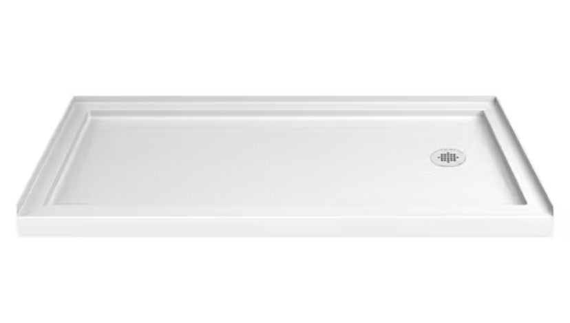 SlimLine 60 in. x 36 in. Single Threshold Shower Pan Base in White with Right Hand Drain