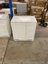 Bannister 31 in. W x 19 in. D x 35 in. H Single Sink Freestanding Bath Vanity in White with White Cultured Marble Top