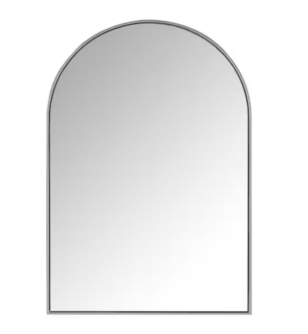 Medium Arched Silver Classic Accent Mirror (35 in. H x 24 in. W)