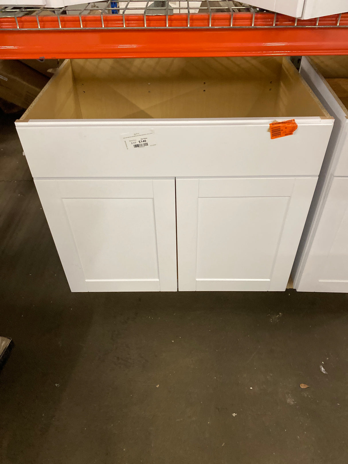 Shaker Satin White Stock Assembled Sink Base Kitchen Cabinet (36 in. x 34.5 in. x 24 in.)