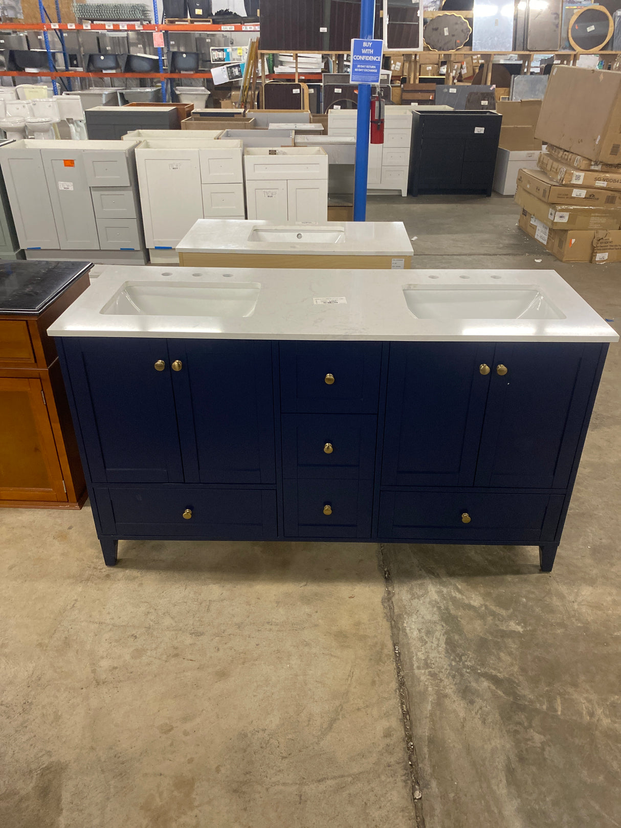 Liberty & Luxe Vanity 60"x22"x34" in Blue