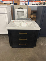 Oliver 24 in. W x 18 in. D x 34 in. H Bath Vanity in Black Oak with White Ceramic Vanity Top