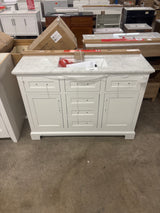 Doveton 48 in. W x 19 in. D x 34 in. H Single Sink Bath Vanity in White with White Engineered Marble Top