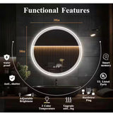 30 in. W x 30 in. H Round LED Anti-Fog Frameless With Front Light And Backlight Wall Mirror Bathroom Vanity Mirror