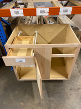 36 in. W x 24 in. D x 34.5 in. H Assembled Blind Corner Base Kitchen Cabinet in Unfinished with Recessed Panel