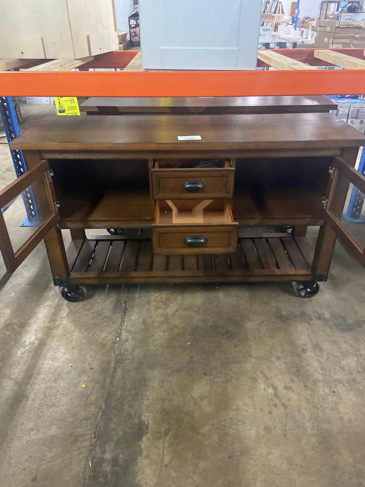 Classical Wooden Kitchen Cart in Brown