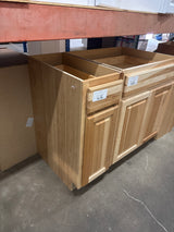 Hampton Assembled 12x34.5x24 in. Base Kitchen Cabinet with Ball-Bearing Drawer Glides in Natural Hickory