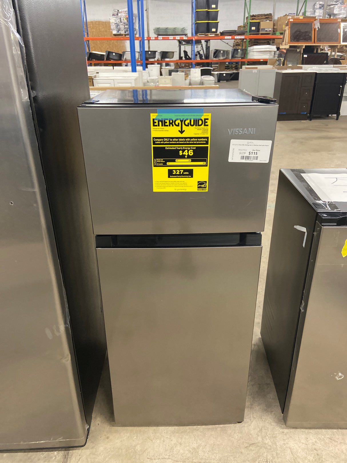 4.5 cu. ft. 2-Door Mini Refrigerator in Platinum Steel with Freezer