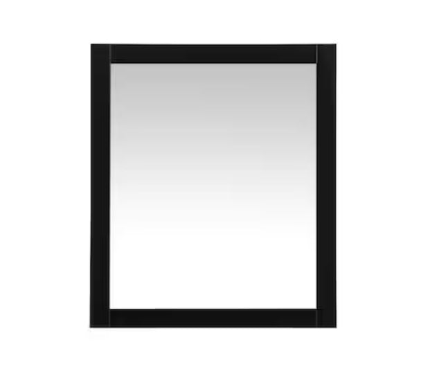 Timeless Home 30 in. W x 36 in. H x Modern Wood Framed Rectangle Black Mirror