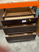 Shaker 36 in. W x 24 in. D x 34.5 in. H Assembled 3 Drawer Base Cabinet in Java