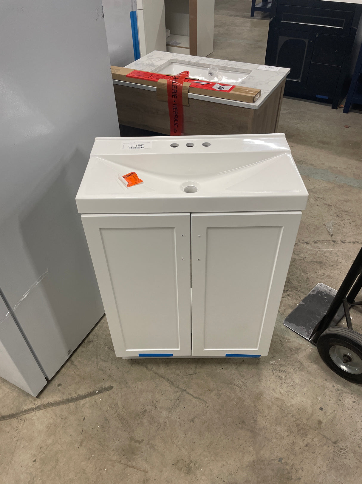 Penlee 25 in. Single Sink White Bath Vanity with White Cultured Marble Top (Assembled)