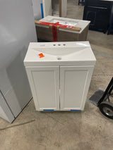 Penlee 25 in. Single Sink White Bath Vanity with White Cultured Marble Top (Assembled)