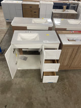 Bannister 37 in. W x 19 in. D x 35 in. H Single Sink Freestanding Bath Vanity in White with White Cultured Marble Top