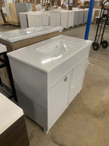 Bilston 36 in. W x 19 in. D x 34 in. H Single Sink Bath Vanity in Dove Gray with White Engineered Stone Top