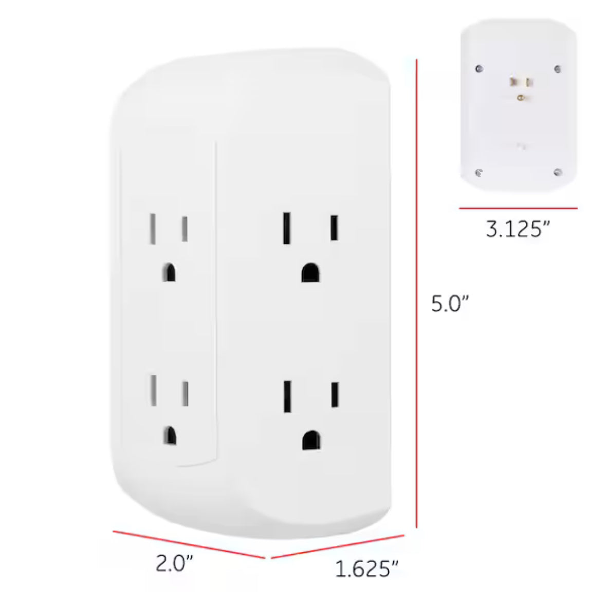 Grounded 6-Outlet Wall Tap Surge Protector, Adapter Spaced Outlets