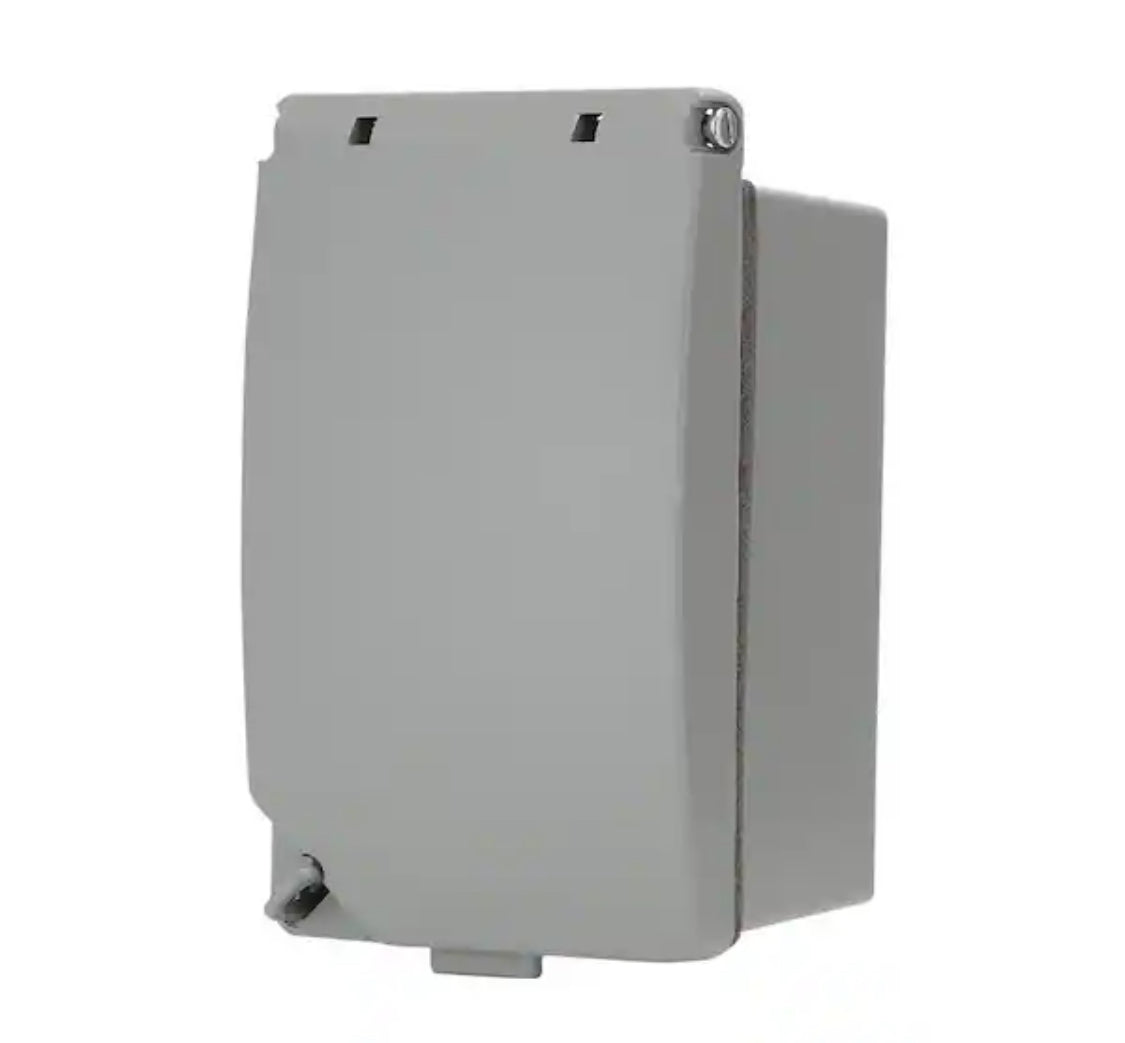 1-Gang Metal Weatherproof Electrical Box, Cover and GFCI Kit (24-in-1 Configurations), Gray