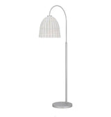 Highler 61 in. Silver Floor Lamp with White Rattan Shade