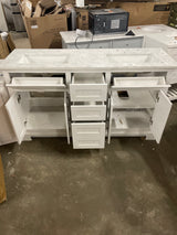 Doveton 60 in. W x 19 in. D x 34.50 in. H Bath Vanity in White with White Cultured Marble Top