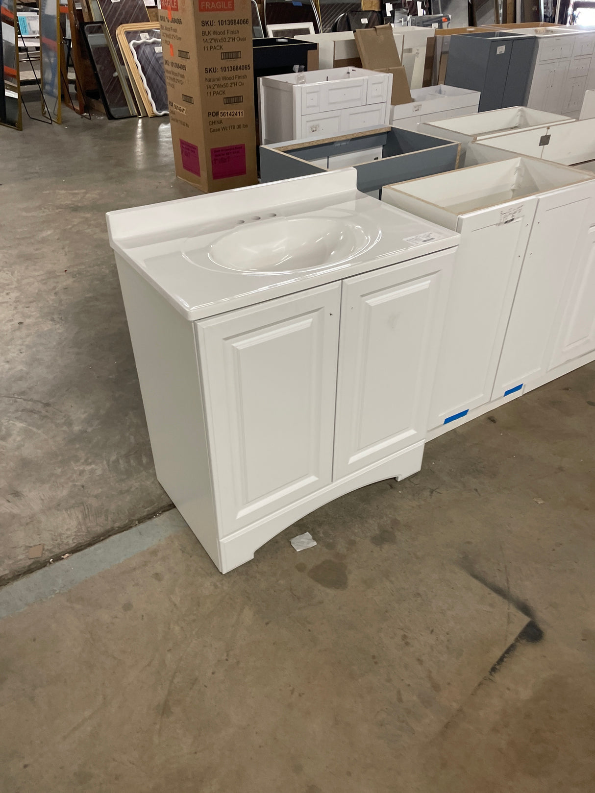 31 in. W x 19 in. D x 35 in. H Single Sink Freestanding Bath Vanity in White with White Cultured Marble Top