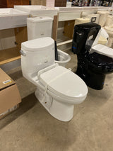 UltraMax II 1-Piece 1.28 GPF Single Flush Elongated ADA Comfort Height Toilet in Cotton White Seat Included