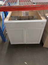 Westfield Feather White Assembled Sink Base Kitchen Cabinet (36 in. W x 23.75 in. D x 35 in. H)