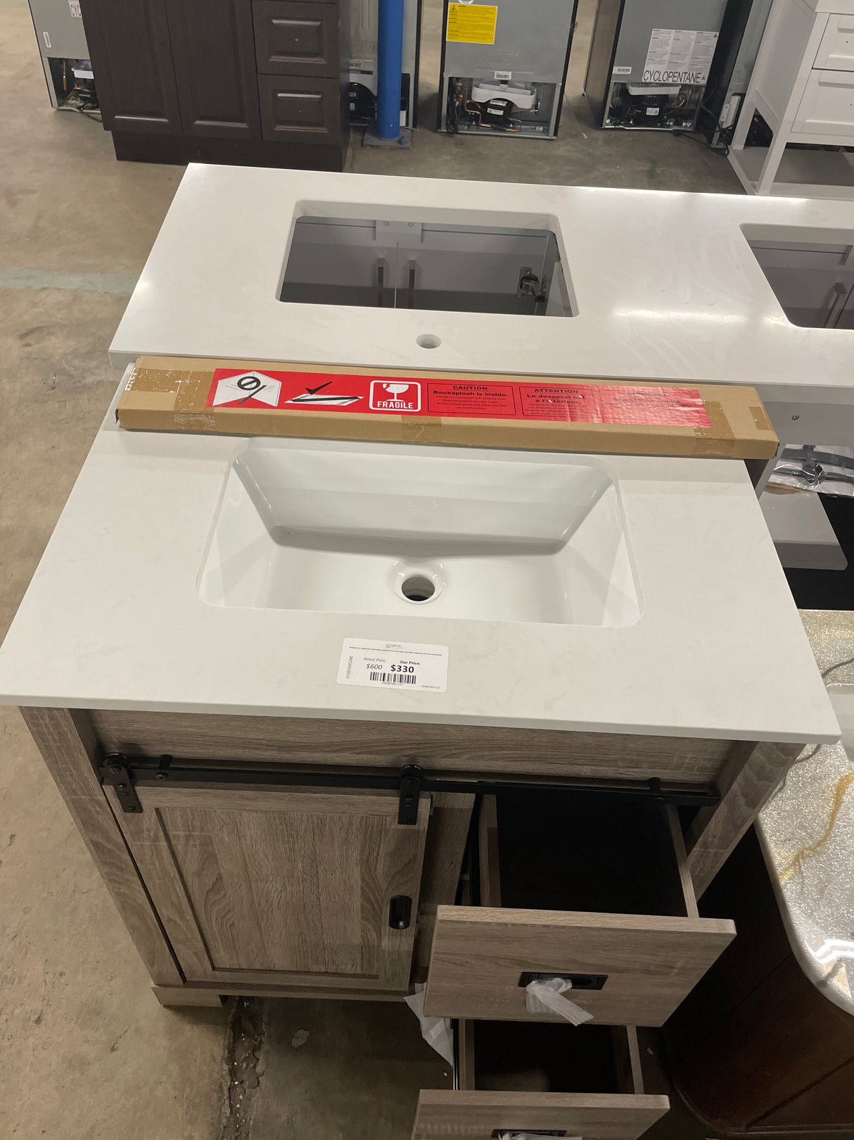 Brindley 30 in. Single Sink Freestanding Weathered Gray Bath Vanity with White Engineered Stone Top (Assembled)