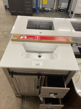 Brindley 30 in. Single Sink Freestanding Weathered Gray Bath Vanity with White Engineered Stone Top (Assembled)