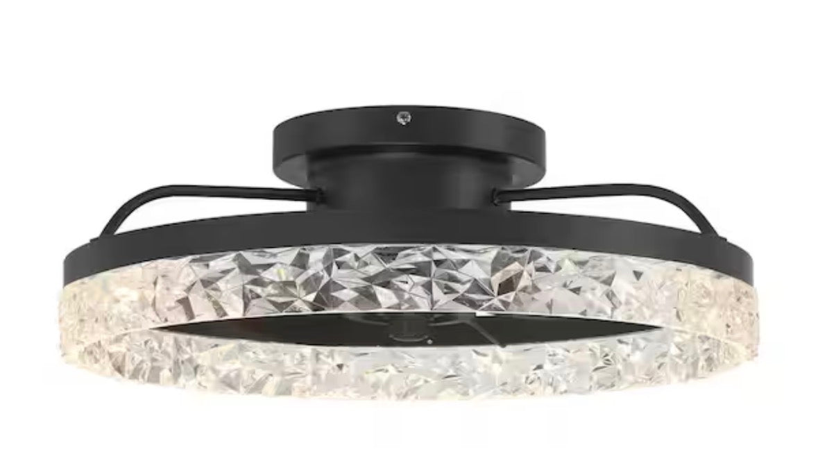 Circlet 20 in. Integrated LED Indoor Matte Black Glam Fandelier with 5 White Light Settings and Remote Control