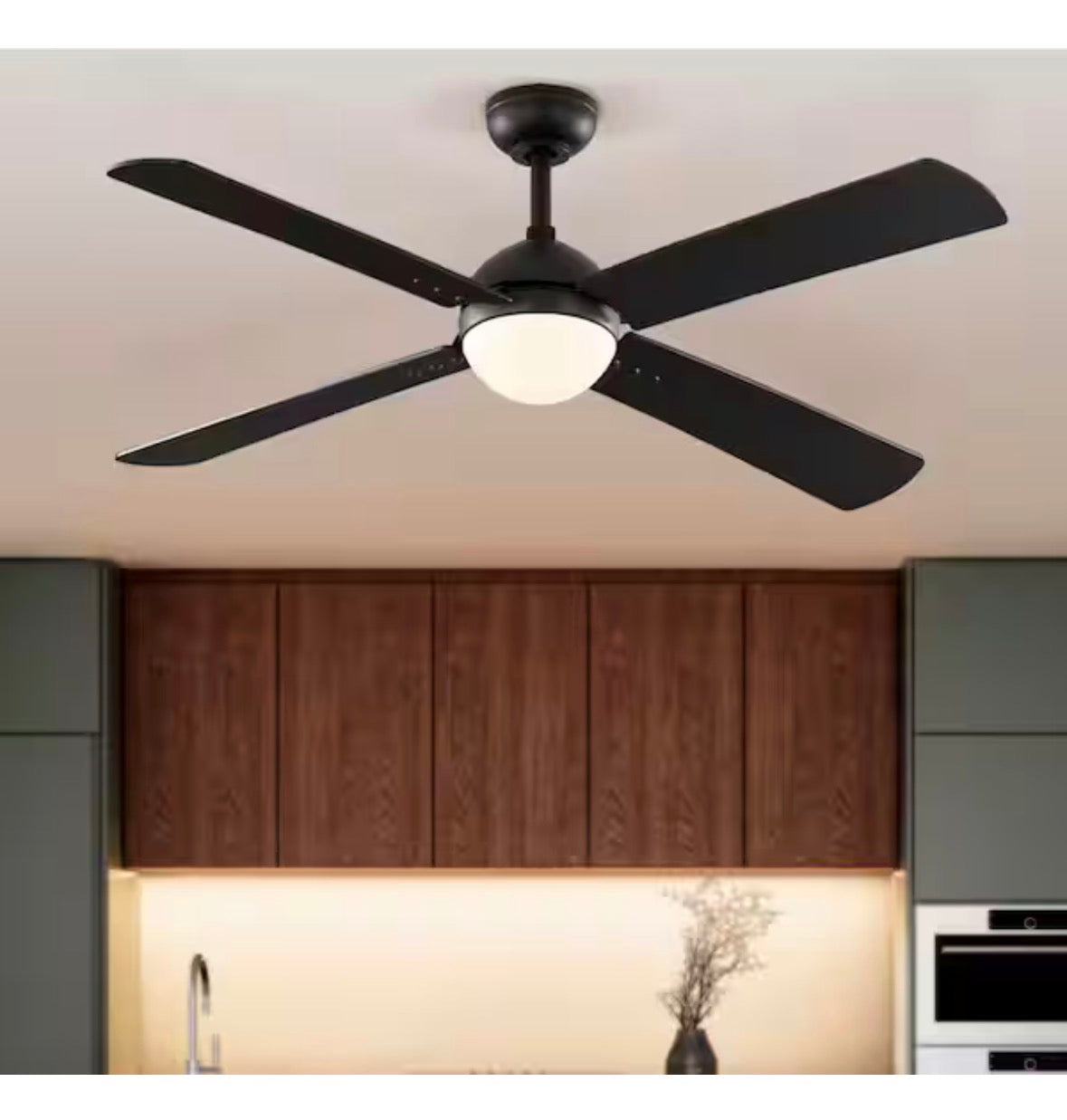Katia 52 in. Indoor Matte Black Downrod Mount Ceiling Fan with Adjustable White Light LED and Remote Control Included