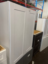 Shaker 33 in. W x 12 in. D x 42 in. H Assembled Wall Cabinet in Satin White