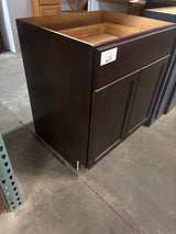 Shaker Java Stock Assembled Base Kitchen Cabinet with Ball-Bearing Drawer Glides (30 in. x 34.5 in. x 24 in.)