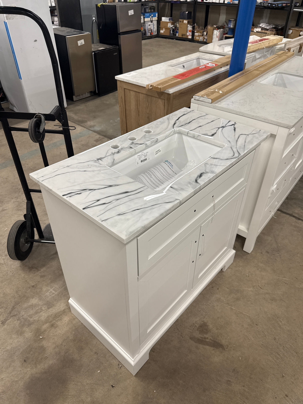 Doveton 36 in. W x 19 in. D x 35 in. H Bath Vanity in White with Epoxied Cultured Marble Top