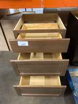 Sinclair 24 in. W x 24 in. D x 34.5 in. H Assembled 3 Drawer Base Kitchen Cabinet in Shaker Saddle Oak